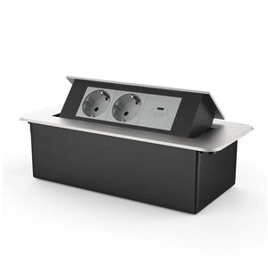 Livolo | Zilver | 3 | Pop-Up Stekkerdoos | Push | Inbouw | Dubbel Stopcontact + USB-C Oplader - Grijs Livolo Nederland B.V.