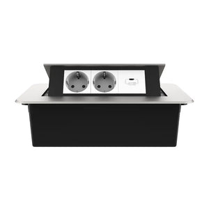 Livolo | Zilver | 3 | Pop-Up Stekkerdoos | Push | Inbouw | Dubbel Stopcontact + USB-C Oplader - Wit Livolo Nederland B.V.