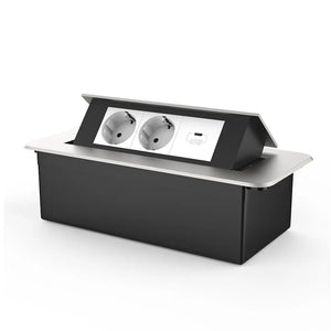 Livolo | Zilver | 3 | Pop-Up Stekkerdoos | Push | Inbouw | Dubbel Stopcontact + USB-C Oplader - Wit Livolo Nederland B.V.
