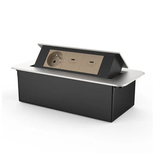 Livolo | Zilver | 3 | Pop-Up Stekkerdoos | Push | Inbouw | Stopcontact + Dubbele USB-C Oplader - Goud Livolo Nederland