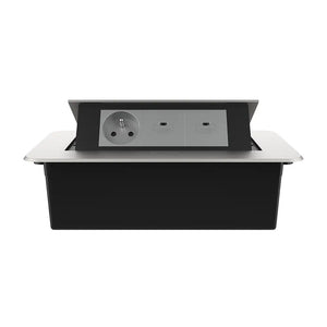 Livolo | Zilver | 3 | Pop-Up Stekkerdoos | Push | Inbouw | Stopcontact + Dubbele USB-C Oplader - Grijs Livolo Nederland