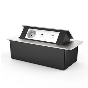 Livolo | Zilver | 3 | Pop-Up Stekkerdoos | Push | Inbouw | Stopcontact + Dubbele USB-C Oplader - Wit Livolo Nederland