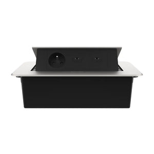 Livolo | Zilver | 3 | Pop-Up Stekkerdoos | Push | Inbouw | Stopcontact + Dubbele USB-C Oplader - Zwart Livolo Nederland
