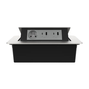 Livolo | Zilver | 3 | Pop-Up stekkerdoos | Push | Inbouw | France | Dubbele USB & USB-C + Stopcontact - Grijs Livolo Nederland