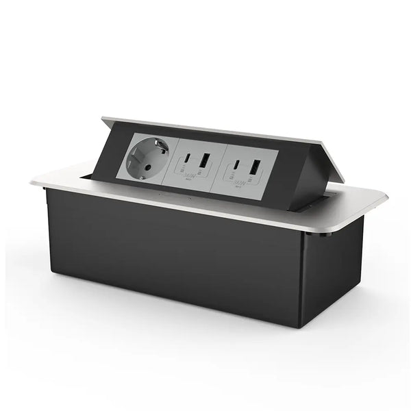 Livolo | Zilver | 3 | Pop-Up stekkerdoos | Push | Inbouw | USB & USB-C + Stopcontacten - Grijs Livolo Nederland B.V.