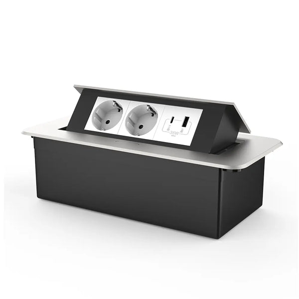 Livolo | Zilver | 3 | Pop-Up stekkerdoos | Push | Inbouw | USB & USB-C + Stopcontacten - Wit Livolo Nederland B.V.