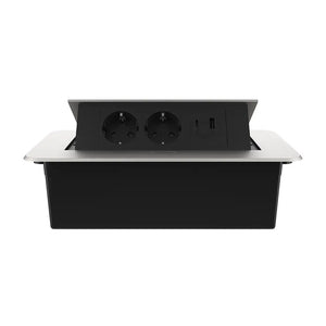 Livolo | Zilver | 3 | Pop-Up stekkerdoos | Push | Inbouw | USB & USB-C + Stopcontacten - Zwart Livolo Nederland B.V.