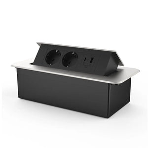 Livolo | Zilver | 3 | Pop-Up stekkerdoos | Push | Inbouw | USB & USB-C + Stopcontacten - Zwart Livolo Nederland B.V.