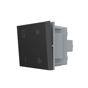 Zwarte ventilatieschakelaar module voor regeling van drie snelheden via wipbediening