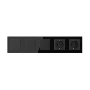 Livolo | Zwart | 1+1+2+SR+SR | Aan/Uit | Wipschakelaar met dubbele wandcontactdoos Livolo Nederland B.V.
