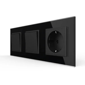 Livolo | Zwart | 1+1+SR | Aan/Uit | Wipschakelaar met wandcontactdoos Livolo Nederland B.V.