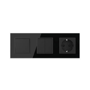 Livolo | Zwart | 1+2+SR | Aan/Uit | Wissel | Wipschakelaar met wandcontactdoos Livolo Nederland B.V.