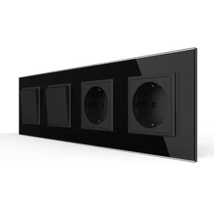 Livolo | Zwart | 1+2+SR+SR | Aan/Uit | Wipschakelaar met dubbele wandcontactdoos Livolo Nederland B.V.