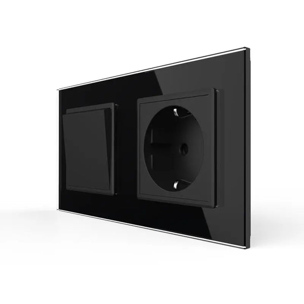 Livolo | Zwart | 1+SR | Aan/Uit | Wipschakelaar met wandcontactdoos Livolo Nederland B.V.