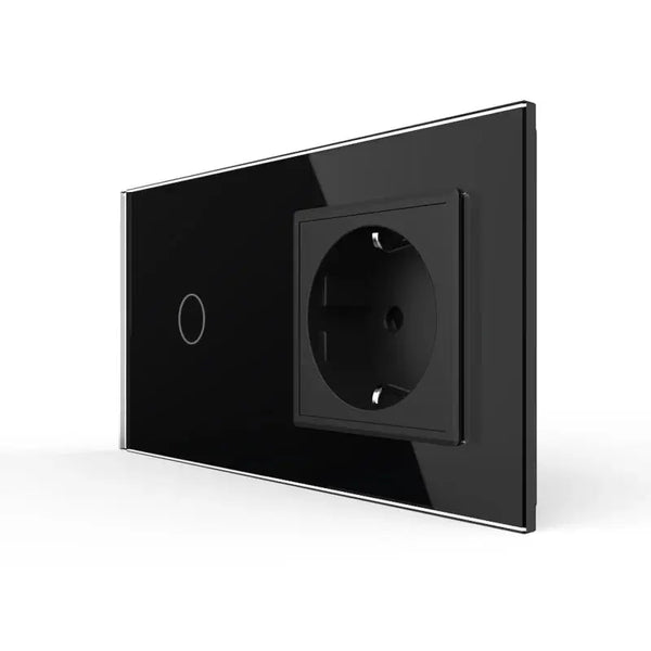 Livolo | Zwart | 1+SR | Puls-potentiaal vrij contact | Schakelaar met wandcontactdoos Livolo Nederland B.V.