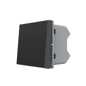 Zwarte tweevoudige mechanische schakelmodule voor flexibele wandbediening