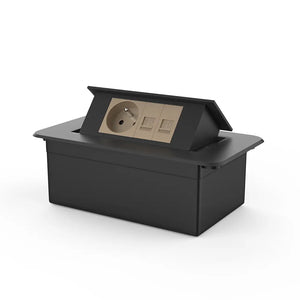 Livolo | Zwart | 2 | Pop-Up Stekkerdoos | Push | Inbouw | France | Stopcontact + Dubbel Netwerk - Goud Livolo Nederland B.V.