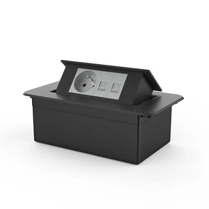 Livolo | Zwart | 2 | Pop-Up Stekkerdoos | Push | Inbouw | France | Stopcontact + Dubbel Netwerk - Grijs Livolo Nederland B.V.