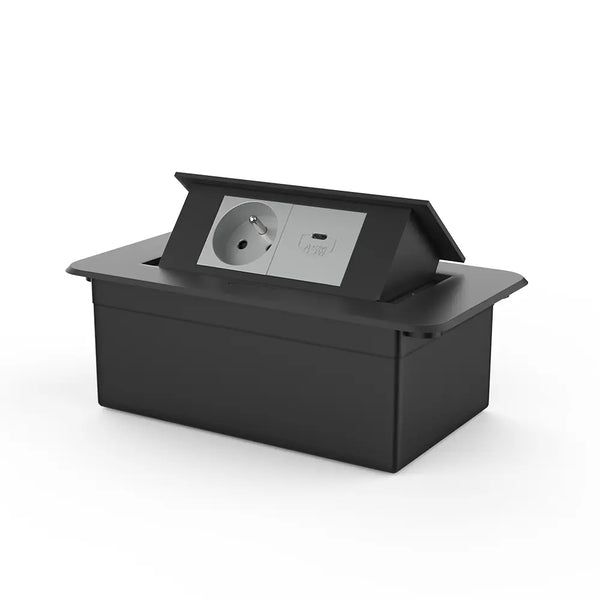 Livolo | Zwart | 2 | Pop-Up Stekkerdoos | Push | Inbouw | France | Stopcontact + USB-C - Grijs Livolo Nederland