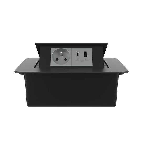 Livolo | Zwart | 2 | Pop-Up Stekkerdoos | Push | Inbouw | France | Stopcontact + USB/USB-C - Grijs Livolo Nederland
