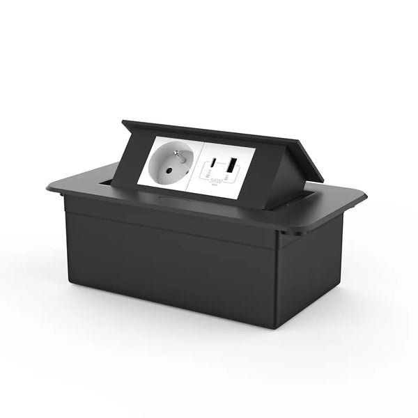 Livolo | Zwart | 2 | Pop-Up Stekkerdoos | Push | Inbouw | France | Stopcontact + USB/USB-C - Wit Livolo Nederland B.V.