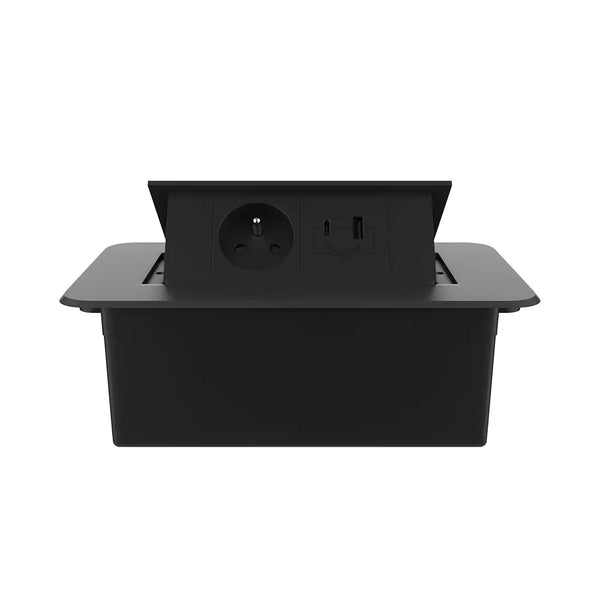 Livolo | Zwart | 2 | Pop-Up Stekkerdoos | Push | Inbouw | France | Stopcontact + USB/USB-C - Zwart Livolo Nederland