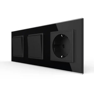 Livolo | Zwart | 2+2+SR | Aan/Uit | Wipschakelaar met wandcontactdoos Livolo Nederland B.V.