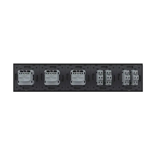 Livolo | Zwart | 2+2+SR+SR+SR | Aan/Uit | Wipschakelaar met drie wandcontactdozen Livolo Nederland B.V.