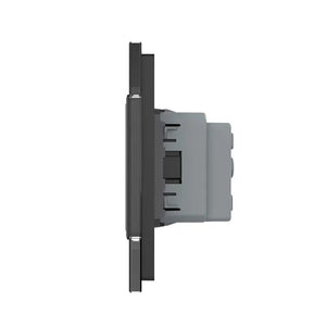 Livolo | Zwart | 2+SR | Aan/Uit | Wisselschakelaar tweevoudig met wandcontactdoos Livolo Nederland B.V.