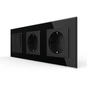 Livolo | Zwart | 2+SR+SR | Aan/Uit | Wipschakelaar met dubbele wandcontactdoos Livolo Nederland B.V.