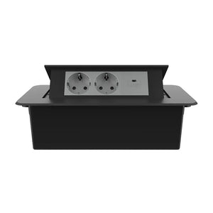 Livolo | Zwart | 3 | Pop-Up Stekkerdoos | Push | Inbouw | Dubbel Stopcontact + USB-C Oplader - Grijs Livolo Nederland B.V.