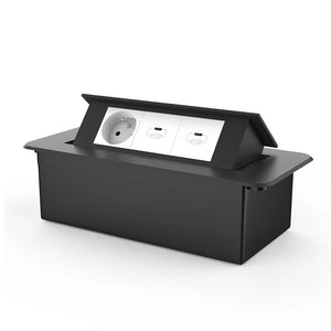 Livolo | Zwart | 3 | Pop-Up Stekkerdoos | Push | Inbouw | Stopcontact + Dubbele USB-C Oplader - Wit Livolo Nederland