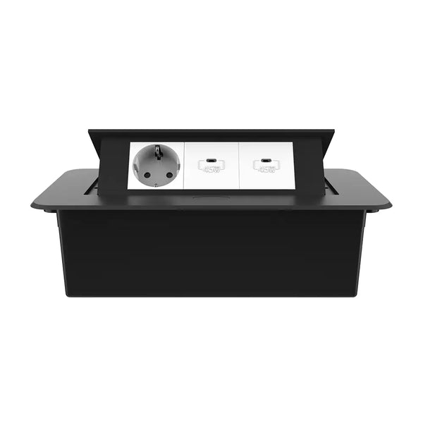 Livolo | Zwart | 3 | Pop-Up Stekkerdoos | Push | Inbouw | Stopcontacten + Dubbele USB-C Oplader - Wit Livolo Nederland