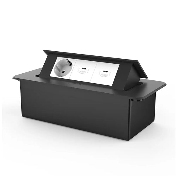 Livolo | Zwart | 3 | Pop-Up Stekkerdoos | Push | Inbouw | Stopcontacten + Dubbele USB-C Oplader - Wit Livolo Nederland