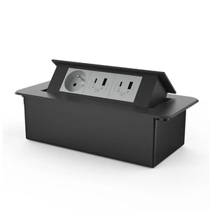Livolo | Zwart | 3 | Pop-Up stekkerdoos | Push | Inbouw | France | Dubbele USB & USB-C + Stopcontact - Grijs Livolo Nederland