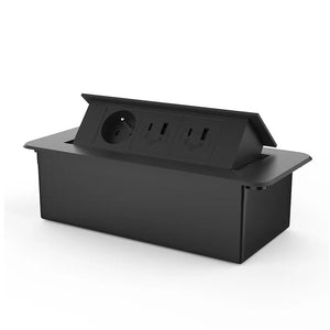 Livolo | Zwart | 3 | Pop-Up stekkerdoos | Push | Inbouw | France | Dubbele USB & USB-C + Stopcontact - Zwart Livolo Nederland