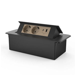 Livolo | Zwart | 3 | Pop-Up stekkerdoos | Push | Inbouw | USB & USB-C + Stopcontacten - Goud Livolo Nederland B.V.