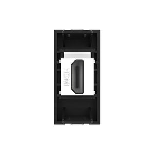 Zwarte HDMI multimedia module voor geïntegreerde aansluiting in design schakelmateriaal