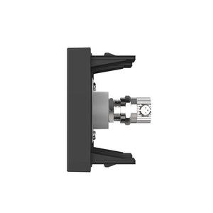 Zwarte coax TV wandcontactdoos female met blindmodule voor een vaste televisieaansluiting