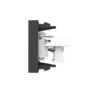 Zwarte wandmodule met coax TV en telefoon aansluiting RJ11 voor nette kabelafwerking