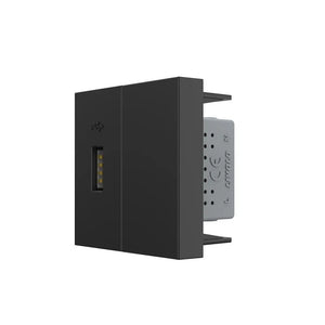 Zwarte USB wandaansluiting met afdekpositie voor geïntegreerd opladen in huis