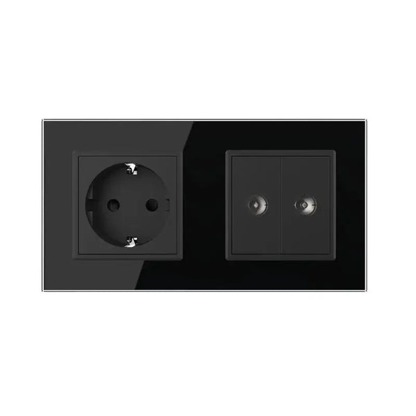 Livolo | Zwart | SR+SR | Wandcontactdoos | TV aansluiting | TV aansluiting Livolo Nederland B.V.