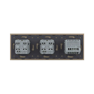 Livolo | Goud | 1+SR+SR | Aan/Uit | Schakelaar met dubbele wandcontactdoos | France Livolo Nederland B.V.
