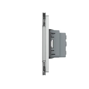 Livolo | Grijs | 1+SR+SR | Aan/Uit | Schakelaar met dubbele wandcontactdoos | France Livolo Nederland B.V.