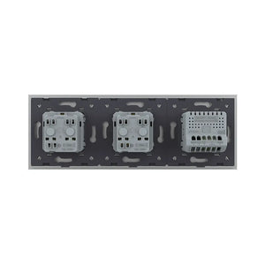 Livolo | Grijs | 1+SR+SR | Aan/Uit | Schakelaar met dubbele wandcontactdoos | France Livolo Nederland B.V.