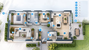 Plattegrond van een nieuwbouwwoning met voorbereiding voor Livolo Smart Home