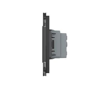 Livolo | Noir | 1+SR+SR | Marche/Arrêt | Interrupteur avec double prise murale | France Livolo Nederland B.V.