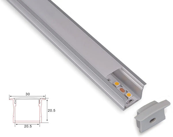 Profiel | Inbouw | 1 Meter | Recht | Aluminium | 20.5 x 20.5 | Vierkante kap | COB ledstrip