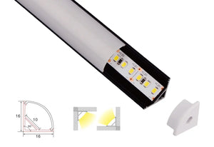 Profiel | Opbouw | 1 Meter | Hoek | Zwart | 16 x 16 | COB ledstrip Livolo Nederland B.V.