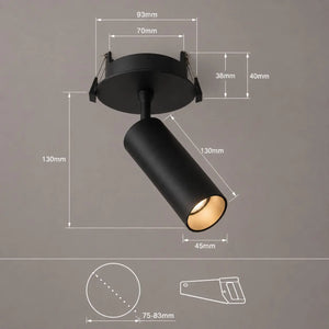 Richtbare Inbouwspot | Zwart met zilveren binnenring | Draaibaar | Luxe Design | Ø75-83mm Livolo Nederland B.V.